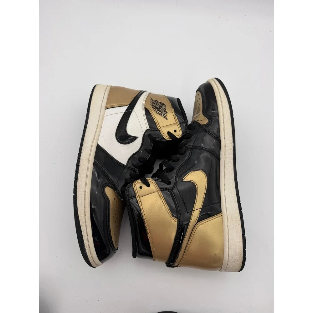 Nike Air Jordan 1 Retro High OG Gold Toe Black White 861428-007 Mens 10.5